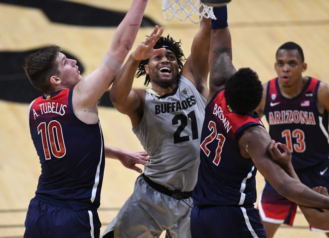 Evan Battey had a team-high 21 points in Colorado's 82-79 win over Arizona and was a perfect 7-of-7 from the free throw line.