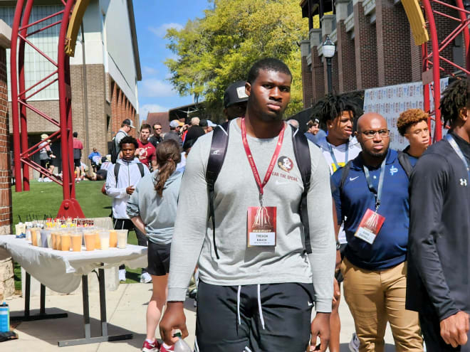 FSU offensive line target Trovon Baugh opens up on his recruitment and the 'Noles after visiting for Saturday's practice.
