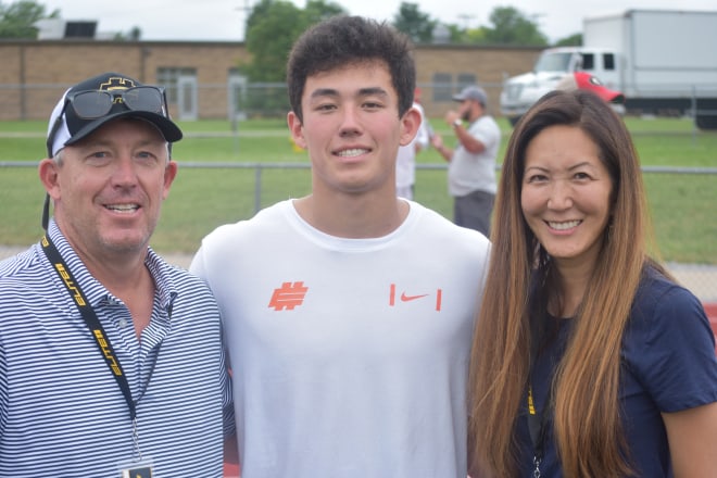 La Mesa (Calif.) Helix Charter quarterback and Notre Dame commit Tyler Buchner with his father, Todd, and mother, Audrey