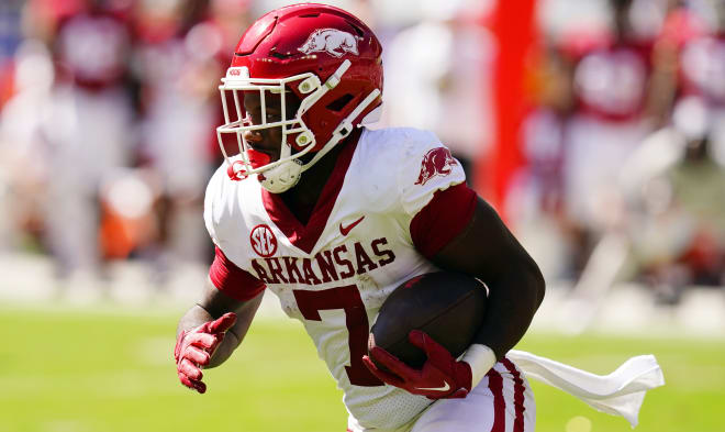 Arkansas running back Rashod Dubinion during the 24-21 loss at Alabama on Oct. 14, 2023.