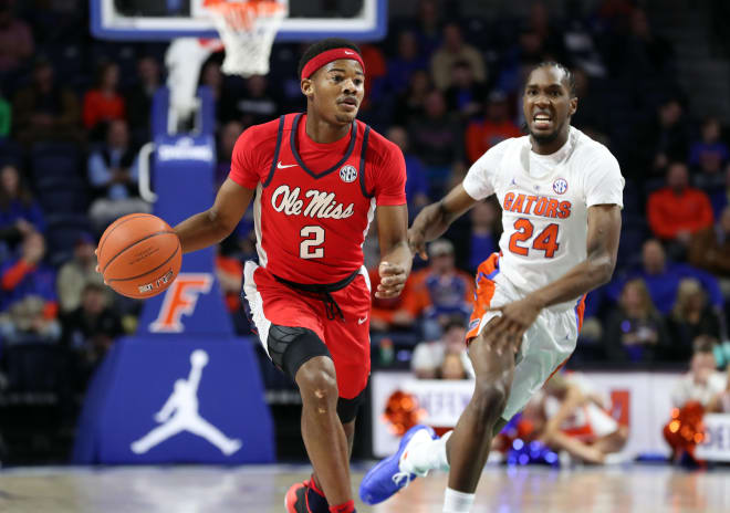 Ole Miss guard Devontae Shuler drives against Florida's Deaundrae Ballard during the Rebels' overtime loss in Gainesville earlier this season. The Rebels are 19-8 overall heading into Wednesday's 6 p.m. tipoff against No. 7 Tennessee in Oxford.