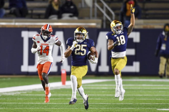 Notre Dame Fighting Irish football sophomore running back Chris Tyree