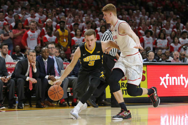 Iowa's Jordan Bohannon (No. 3) scored a career-high 24 points in a win over Maryland. 