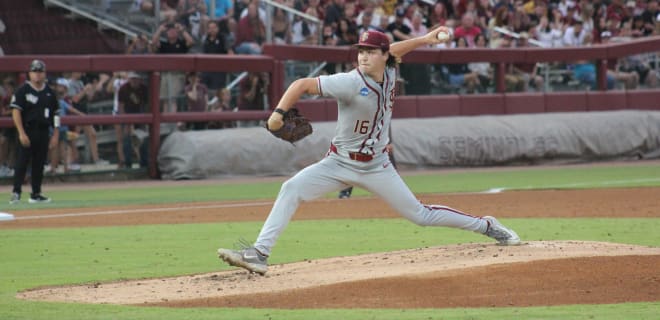 Jamie Arnold threw 121 pitches in Saturday's Super Regional against UConn.