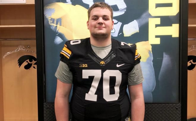 Kansas City defensive tackle Cooper Beebe visited the Iowa Hawkeyes on Sunday.