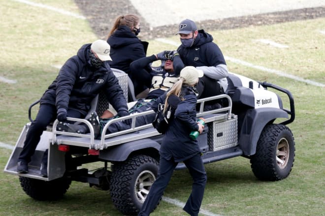 Purdue safety Antonio Stevens suffered a bad knee injury vs. Nebraska last season.