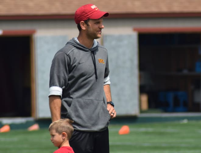 New offensive coordinator Graham Harrell didn't need more than a week to install his offense at USC this spring.