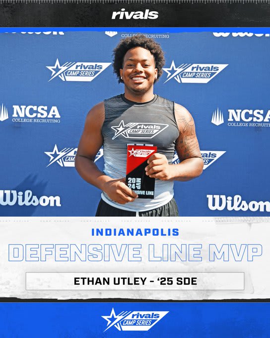 Tennessee football commit Ethan Utley won Defensive Line MVP at Rivals Camp Indianapolis.