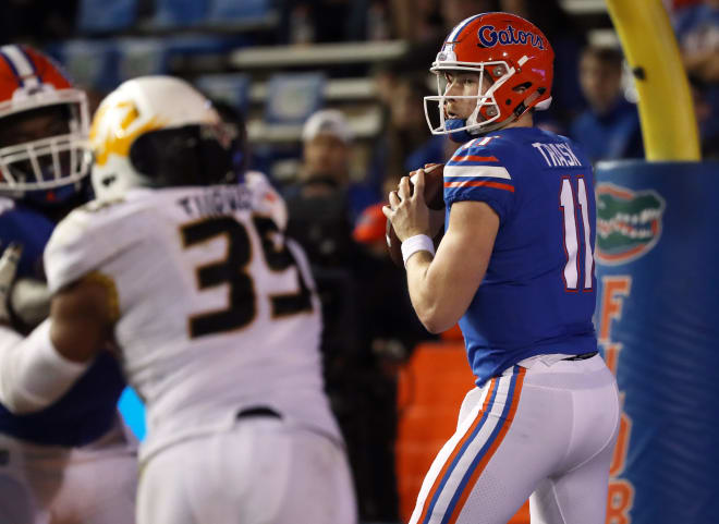 Florida quarterback Kyle Trask facing Missouri in 2018. 