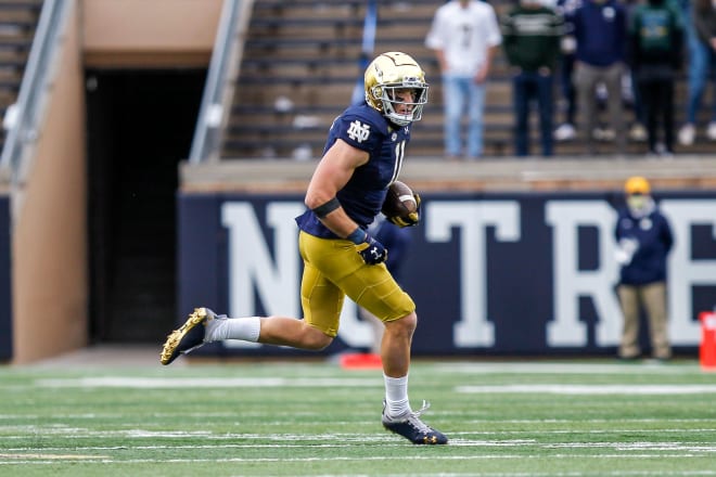 Notre Dame wide receiver Ben Skowronek caught his the first passes of in a Fighting Irish uniform in a 12-7 win against Louisville