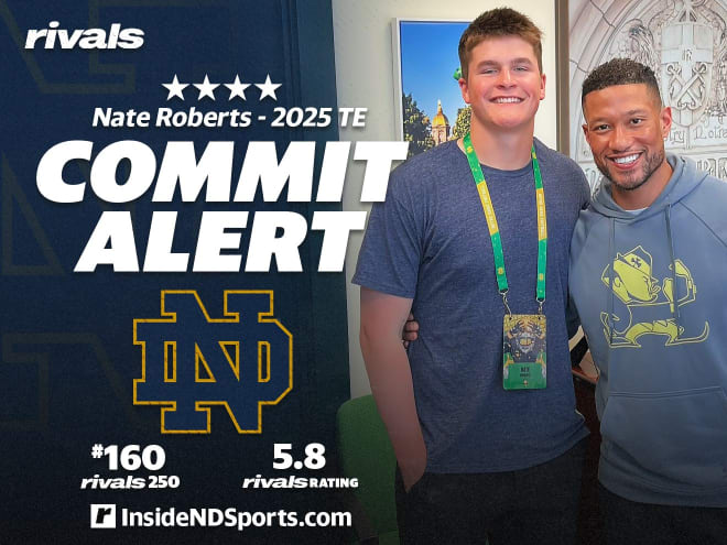 Notre Dame received a commitment from tight end Nate Roberts Saturday. According to Rivals, Roberts is ranked as the No. 5 tight end in the 2025 recruiting class. 