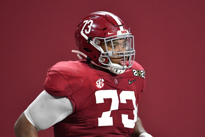 Alabama Crimson Tide offensive tackle Evan Neal. Photo | Getty Images 