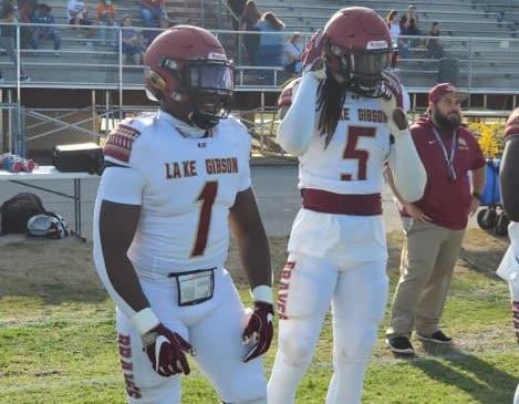 Lake Gibson RB Jaylon Glover (No. 1) at the Braves' spring game on Friday.