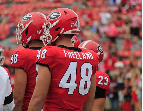 Jarrett Freeland is a walk-on tight end for the Bulldogs.