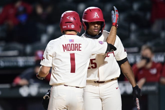 Christian Franklin is one of three key veterans who have gotten off to a slow start at the plate for Arkansas.