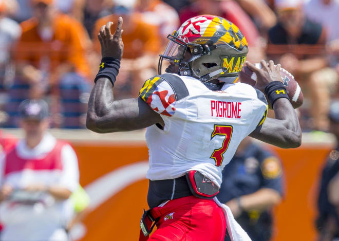 Maryland quarterback Tyrrell Pigrome (No. 3) will get his first start of the season at Purdue. 