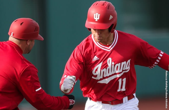 Logan Kaletha has reached base safely in 19 of Ihis 20 games played this season. The center fielder's sixth inning home run gave IU the lead it would never surrender Friday afternoon.