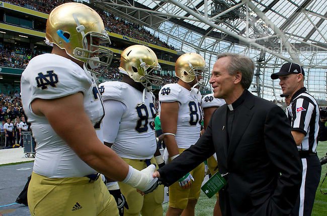 Notre Dame president Rev. John Jenkins C.S.C. (right) criticized the NCAA decision in a letter to alumni.