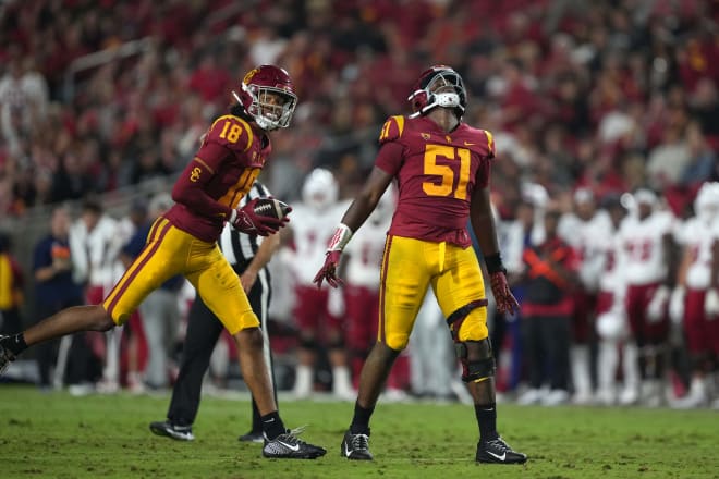 Solomon Byrd celebrates his sack-fumble and recovery Saturday vs. Fresno State.