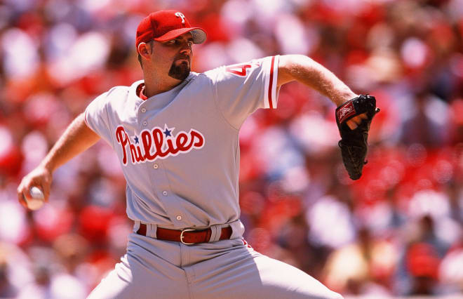 1995 Clemson QB signee Dave Coggin is shown here with the Philadelphia Phillies in August of 2001.