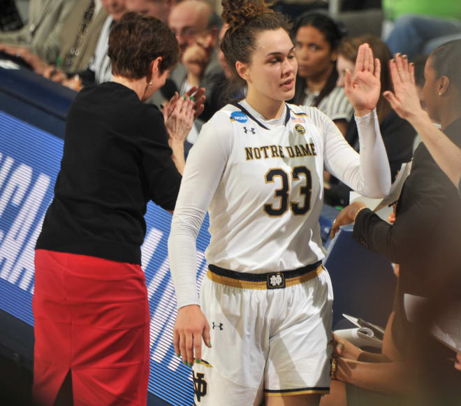 Westbeld received a standing ovation for sparking the Irish to a second-round victory over Villanova on Sunday night.