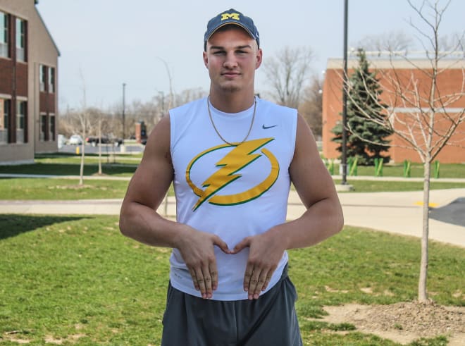 Clayton (Ohio) Northmont three-star defensive end and Michigan commit Gabe Newburg was is on campus this weekend.