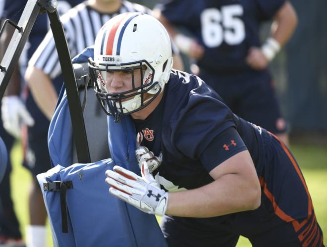 Auburn OL Austin Troxell at practice his redshirt freshman season.