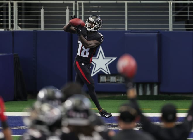 Former Alabama Crimson Tide receiver Calvin Ridley scored twice on Sunday (Matthew Emmons-USA TODAY Sports).