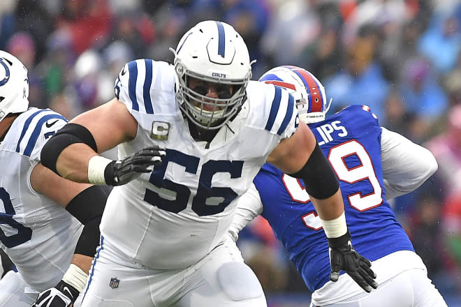 Former Notre Dame Fighting Irish and current Indianapolis Colts offensive guard Quenton Nelson