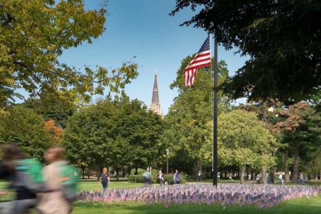 The Notre Dame campus following the September 11, 2001 terrorist attacks