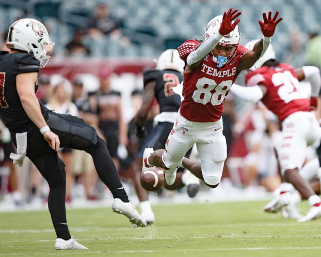 De'Von Fox blocks a punt last week, one of three on the day. 