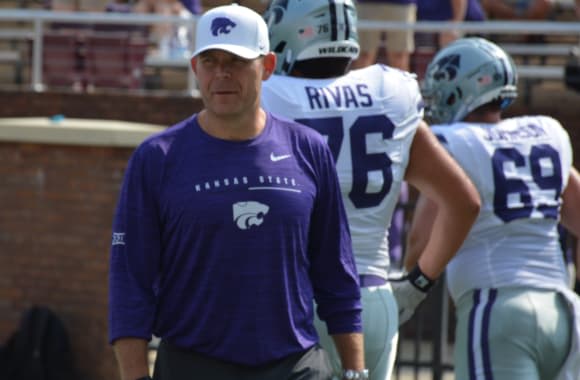 Kansas State offensive line coach Conor Riley