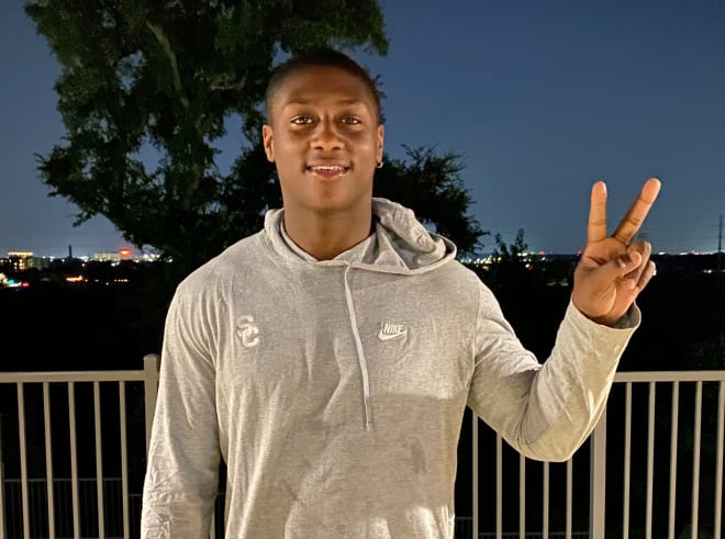 Newest USC running back addition Darwin Barlow in Forth Worth, Texas, before making his move from TCU.