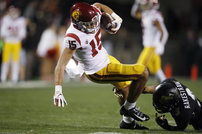 Freshman wide receiver Drake London had his best game yet as a Trojan with 7 catches for 85 yards Friday night vs. Colorado.