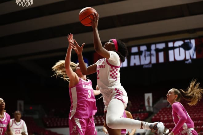 Tennessee's Rickea Jackson (2) takes a shot against Alabama during the match in Tuscaloosa, Ala. on Feb. 8, 2024.                                                                                                       