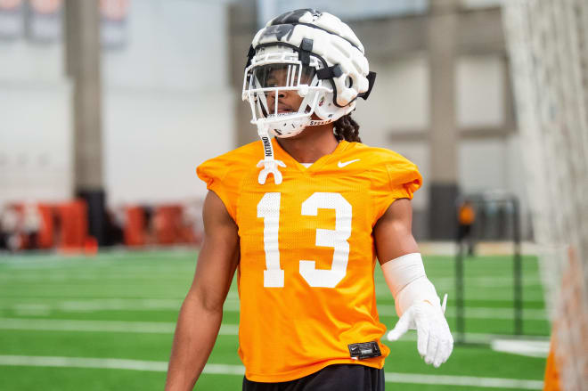 Tennessee defensive back Jermod McCoy (13) during UT spring football practice on Tuesday, March 19, 2024.