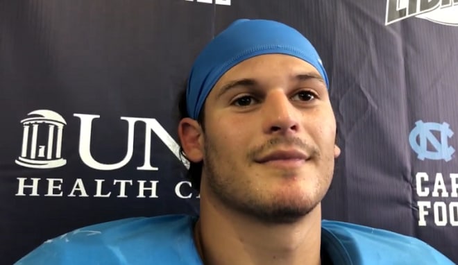 Jake Bargas (pictured) and six other Tar Heels discuss fall camp and other topics following Tuesday's practice.
