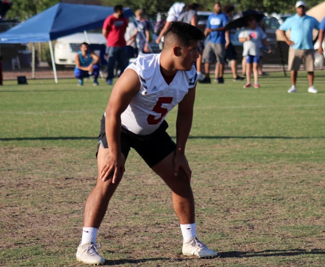 Ironwood linebacker Stone Aguirre is set before a play in the West Side 7-on-7 tournament.  He led the Eagles in tackles and sacks.
