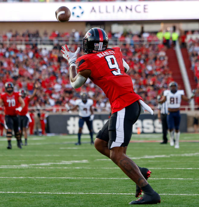Jerand Bradley catches a wide open pass against Murray State during the season-opening game of the 2022 campaign.
