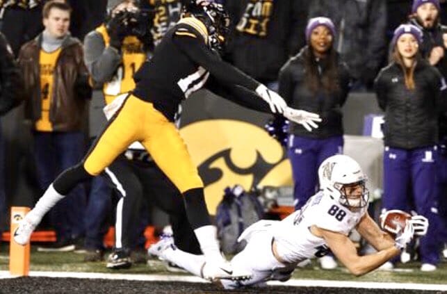 Bennett Skowronek made the catch that clinched NU's win over Iowa and a BIg Ten West title in 2018.