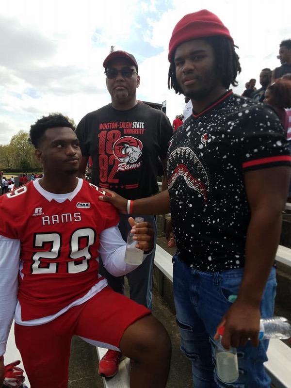 Murchison’s fraternal twin brother Farrell (left) was diagnosed with cancer in July 2018, but has returned to the football field at Winston-Salem State this year. They both take immense pride in each other’s accomplishments. 