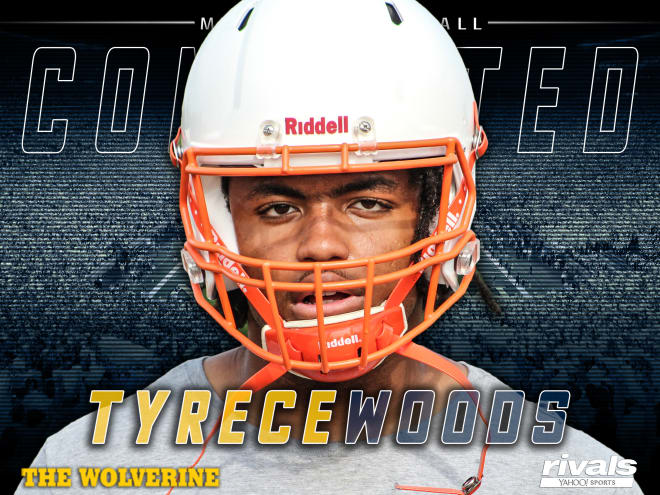 Three-star defender Tyrece Woods has committed to Michigan.