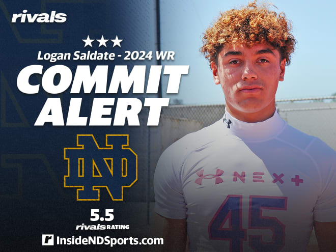 Logan Saldate on Friday gave Notre Dame its 21st committed recruit in the 2024 class and third wide receiver.