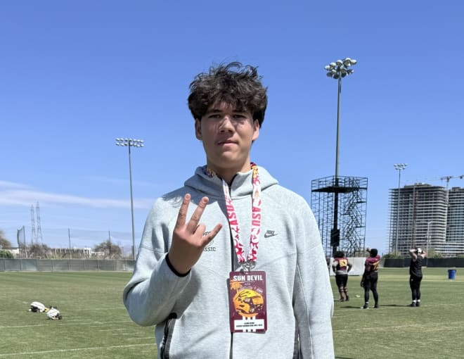 2025 OL Alema Iosua committed to ASU at the end of Saturday's spring practice (@JUSTCHILLY Twitter)