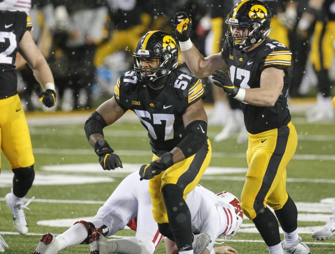 Chauncey Golston lead the Iowa defense against Wisconsin.