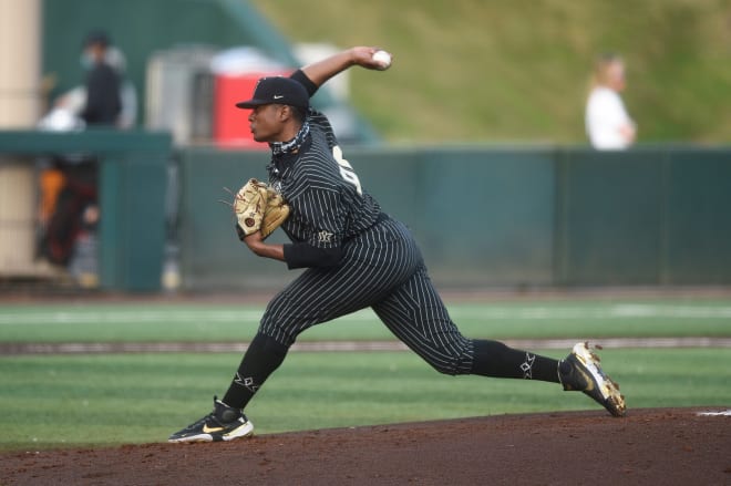 Vanderbilt's Kumar Rocker struck out 11 UK batters over seven innings on the mound Thursday.