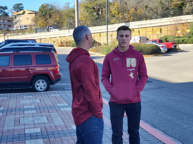 New FSU commit WR Camdon Frier with head coach Mike Norvell.