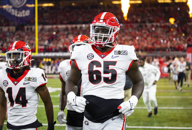 Offensive line transfer Amarius Mims played in nine games last season for Georgia.