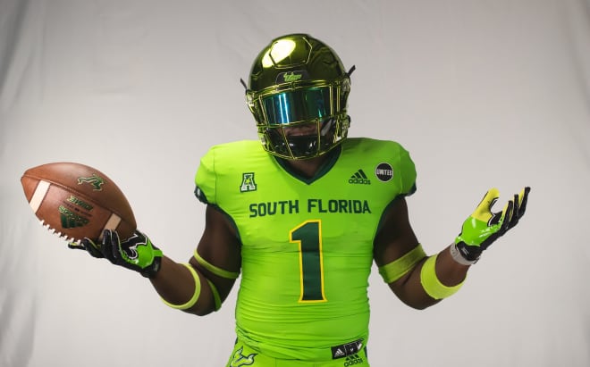 Glover goes with the highlighter uniform look during his USF visit