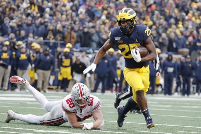 Michigan Wolverines football redshirt sophomore running back Hassan Haskins gained 78 rushing yards on 12 carries in his first start against Ohio State in 2019.